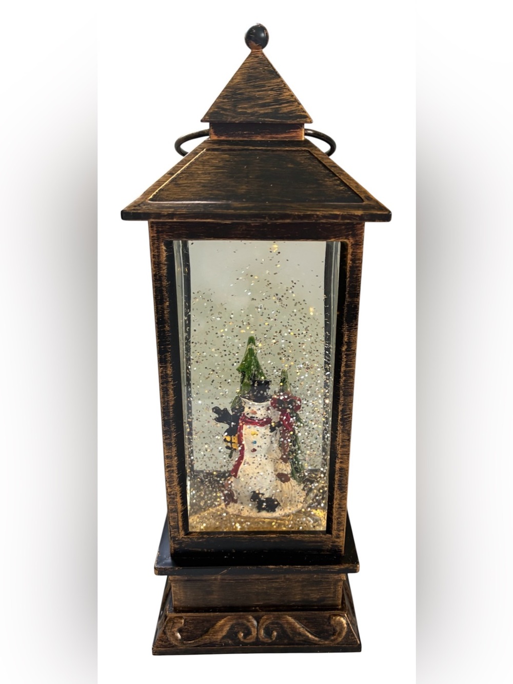 LED SNOWMAN GLITTER LANTERN CHRISTMAS DECORATION